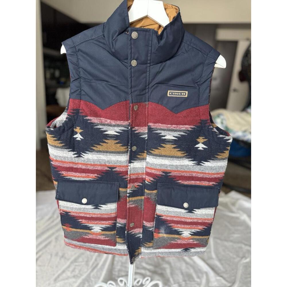 Cinch Men’s Quilted Vest Xs Aztec Print Western Puffer